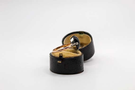 1950s Black Opal Solid Gold Ring: Antique German … - image 4
