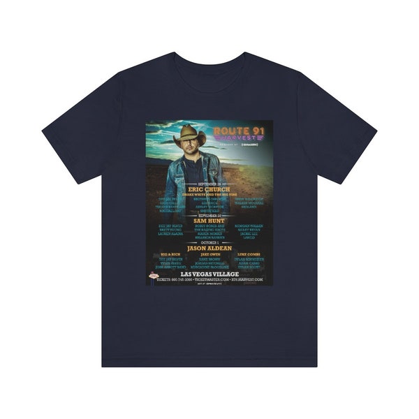 Route 91 Harvest Fest Las Vegas 2017 Jason Aldean, Jefferson Wood Art, Official Unisex Jersey Short Sleeve Tee