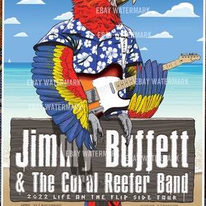 Jimmy Buffett 2022 full tour poster Jefferson Wood Parrot Head Rare