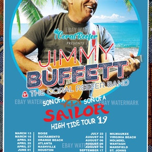 Jimmy Buffett 2019 Tour poster Son Of A Son Of A Sailor, High Tide, Parrot Head Rare