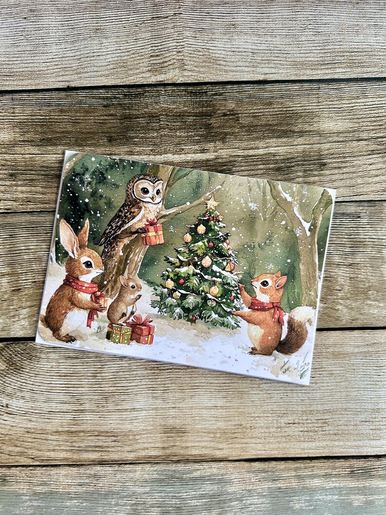Gorgeous Wood Land Animals Theme Greetings Card, Singles or a Pack of 3 ...