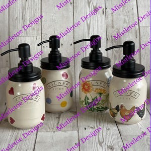 Emma Bridgewater inspired soap dispenser , hand lotion , mason jar , home decor , farm house style , house warming gift , gift for her