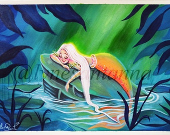 Green light mermaid Print