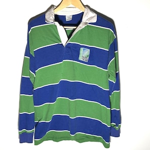 Vintage Rugby World Cup Striped Rugby Longsleeve Shirt Heineken Size Large