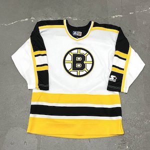 Vintage Boston Bruins #1 Jersey Size Medium Black Yellow White Striped Nhl  80s