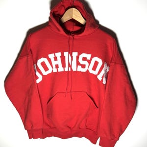 Vintage 1990’s Pullover Hoodie Sweatshirt Johnson Collegiate Spellout Size Small
