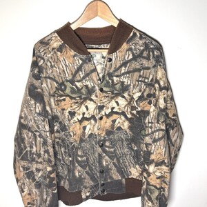 Vintage Mossy Oak Camo Bomber Jacket Size Large 1980s image 1