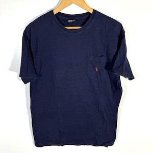 Vintage 1990er Jahre Polo Ralph Lauren Made In USA Pony Graphic Pocket T-Shirt Medium