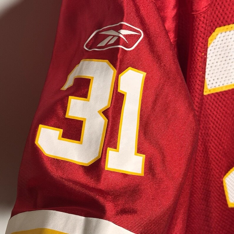 Koszulka Reebok Priest Holmes Kansas City Chiefs Vintage, rozmiar L, czerwona, NFL Y2K zdjęcie 6