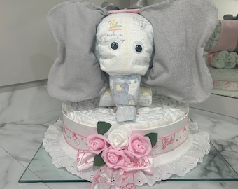 Elephant Diaper Cake/ Diaper Cake/ Baby Shower Diaper cake