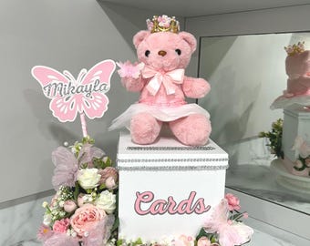 Baby Girl Shower Card Box/Princess Baby shower/Floral Card box/ Baby Girl Card box/ Butterfly Card box
