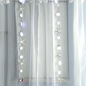 Natural Seashell and Starfish String Lights/ Wedding Decor/ Beach decor