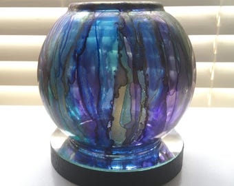 Lámpara de globo de cristal pintada a mano - Lámpara de mesa LED con tinta de alcohol