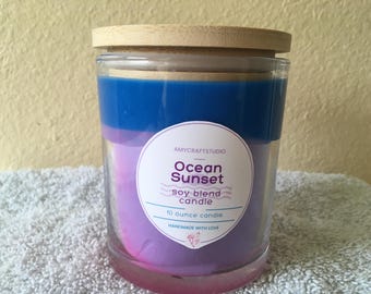 Vela perfumada Sunset Beach: mezcla de soja, mora, bergamota y vainilla