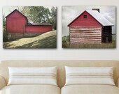 Cabin and Barn. Set of Two. Historic buildings. Set of two pictures as Prints, Framed prints with mat, Canvases or PlaqueMount on wood.