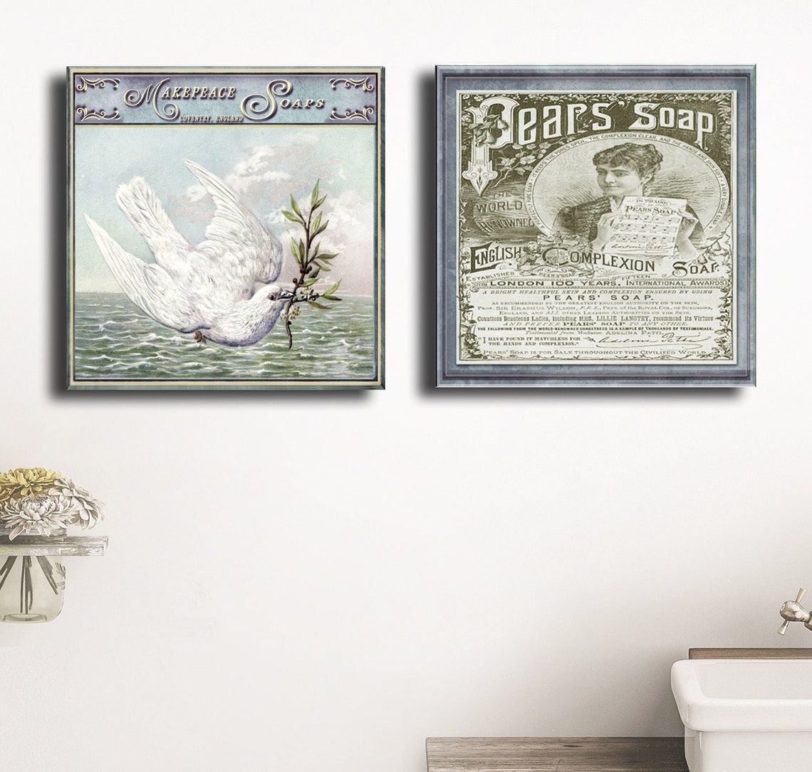 Victorian Bathroom Wall Art Art Set of Two Prints Framed Etsy