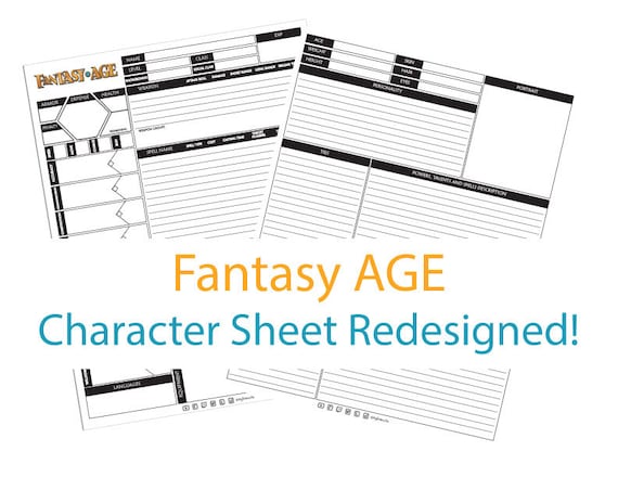Fantasy AGE Character Sheet Redesigned | Etsy