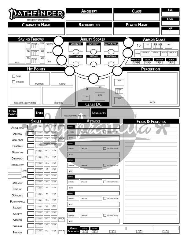 Pathfinder 2e Form Fillable Char Sheets Printable Forms Free Online