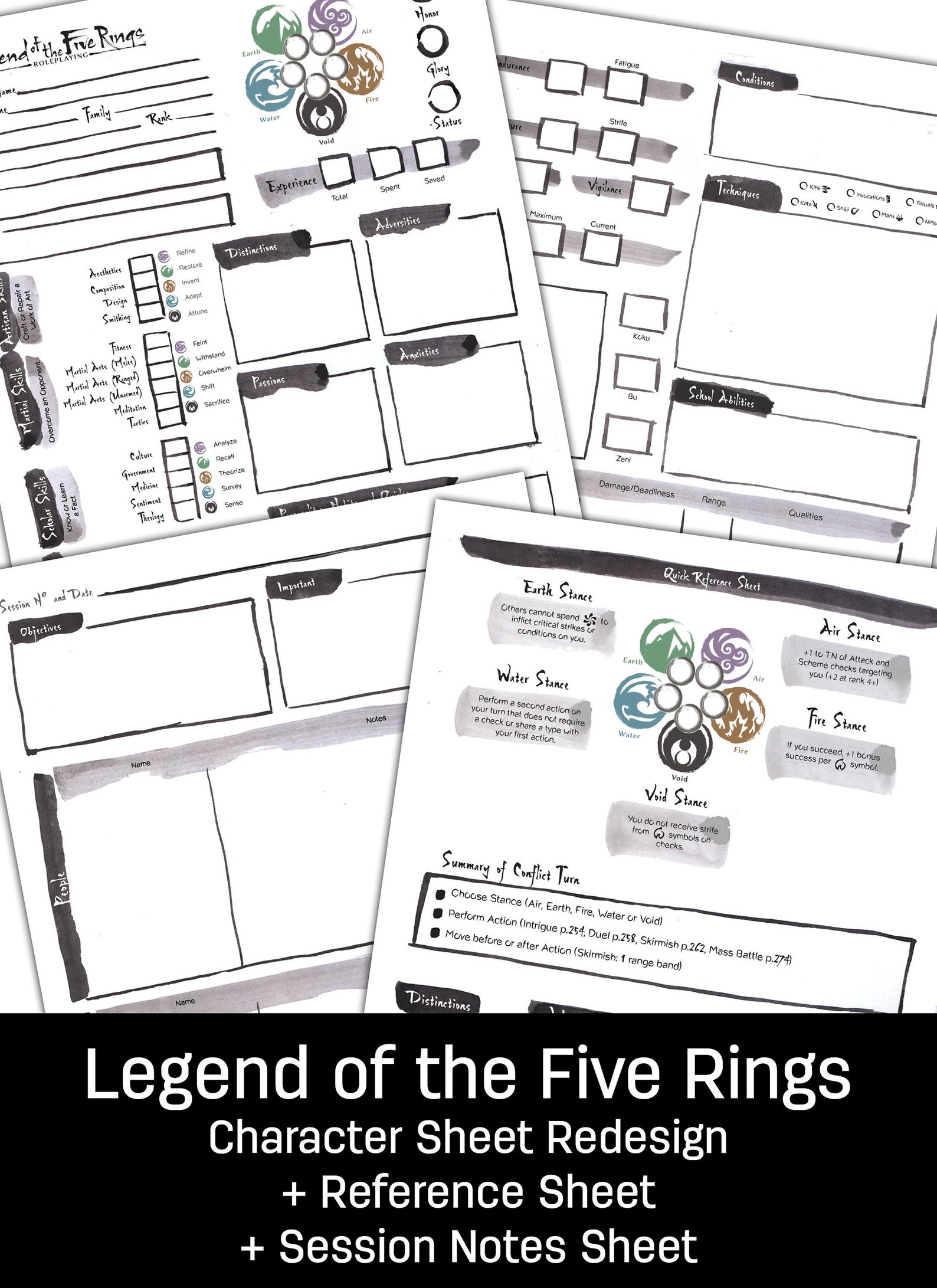 Legend of the Five Rings Character Sheet Redesign Reference - Etsy