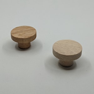 Red Oak Knob, 1.5 Inch Diameter Round Red Oak Knobs, Shaker Style Wood Knob Cabinet Knob
