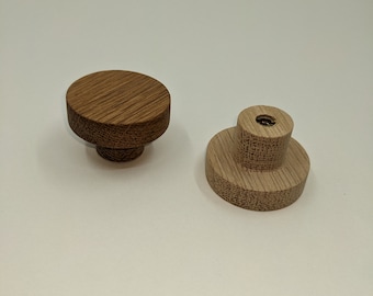 White Oak Knob, 1.5 Inch Diameter Round White Oak Knobs, Shaker Style Wood Knob Cabinet Knob