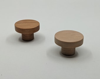 Cherry Knob, 1.5 Inch Diameter Round Cherry Knobs, Shaker Style Wood Knob Cabinet Knob