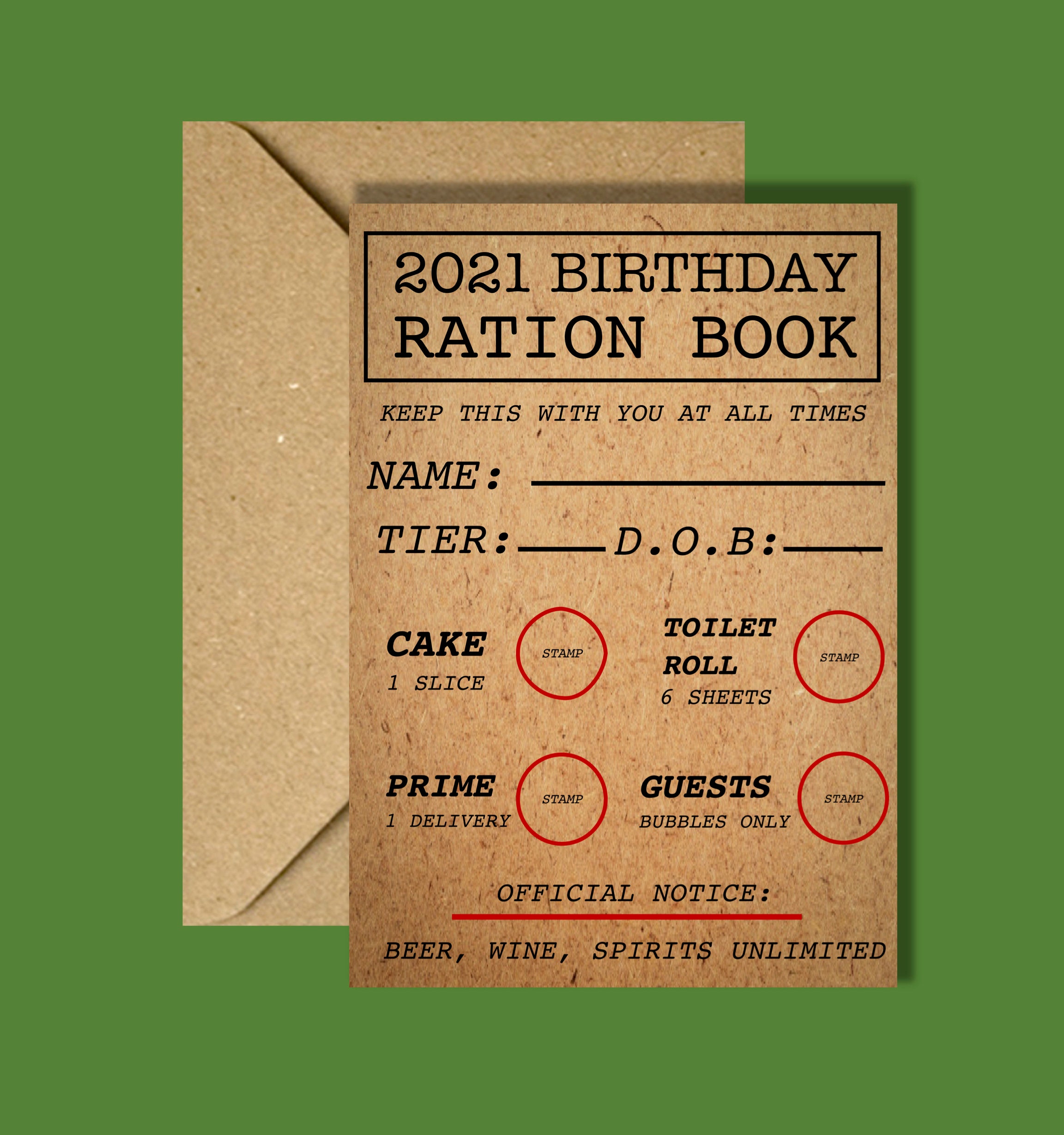 Funny Birthday Card | Lockdown card | 2021 Ration Book ...