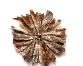 Handmade Brooch: Unique Felt Wool Abstract Shawl Scarf Pin