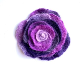Rose Felt Flower Brooch – Handmade Merino Wool Pin, Floral Unique Jewellery