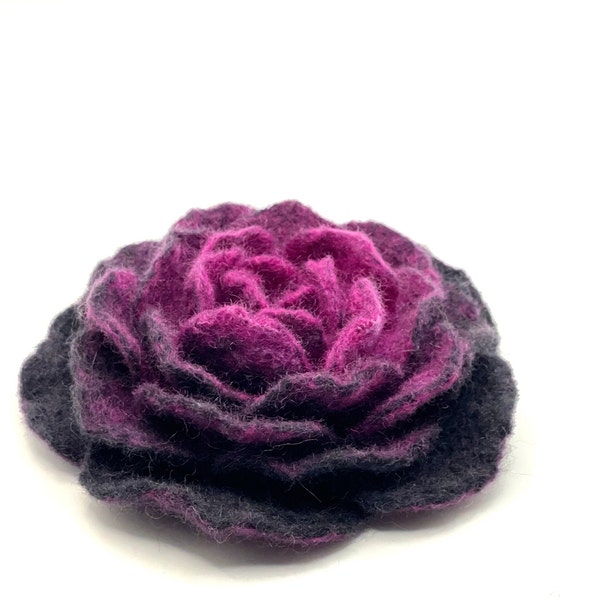 Large Flower Brooch Felt Flowers Pin Handmade Item Unusual Jewellery Wet Felting Wool Flower Pin Peony Brooches for women by LimArtsStudio