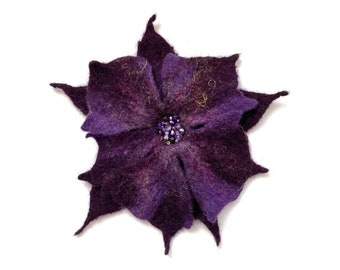 Felt Flowers Brooch Handcrafted Jewelry Contemporary Handmade Floral Scarf Pin