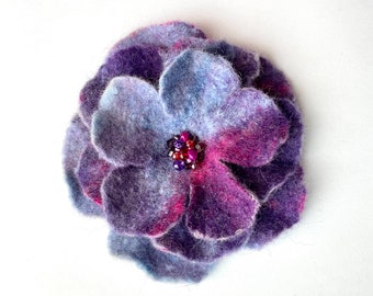 Handmade Flower Brooch: Merino Wool Felt Floral Pin Women Gift