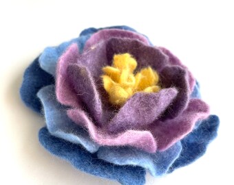 Felt Flower Brooch: Handmade Merino Wool Elegant Shawl Scarf Pin