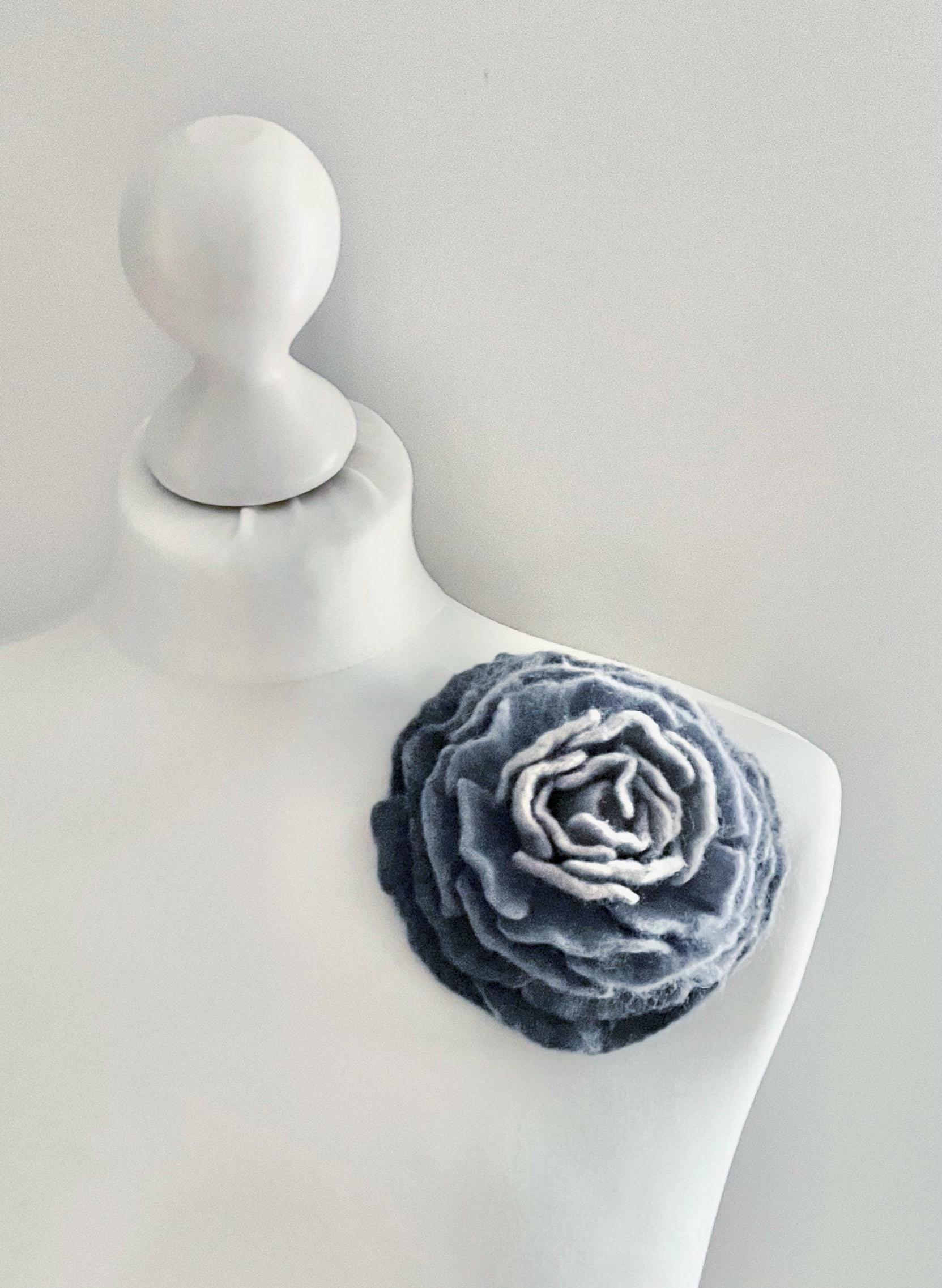 Large Felt Flower Brooch: Handmade Merino Wool Peony Pin