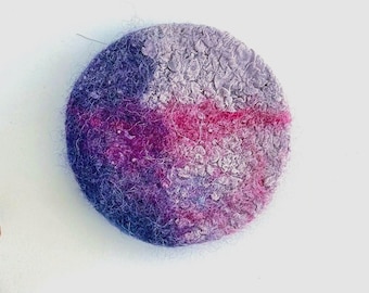 Felt Round Brooch: Handmade Merino Wool Colorful Abstract Pin