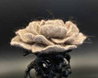Felt Peony Brooch: Handmade Merino Wool Floral Pin