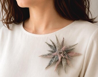 Star Brooch Handmade Contemporary Felt Merino Wool Shawl Pin