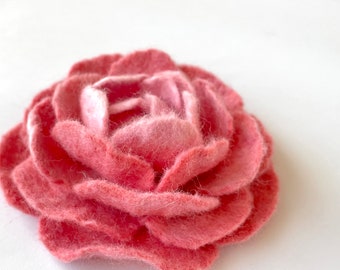 Large Flower Brooch Felt Flowers Pin Handmade Item Unusual Jewellery Wet Felting Flower Pin Pink Peony Brooches for Women by LimArtsStudio