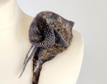 Felted Abstract Brooch Handmade Wool Jewellery Pin Gift For her
