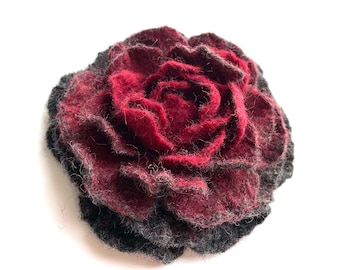 Wool Peony Brooch: Handmade Merino Felt Flower Pin