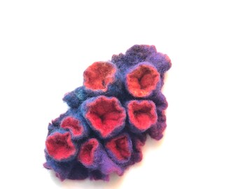 Felt Brooch: Abstract Purple Merino Wool Shawl/Hat/Sweater Pin