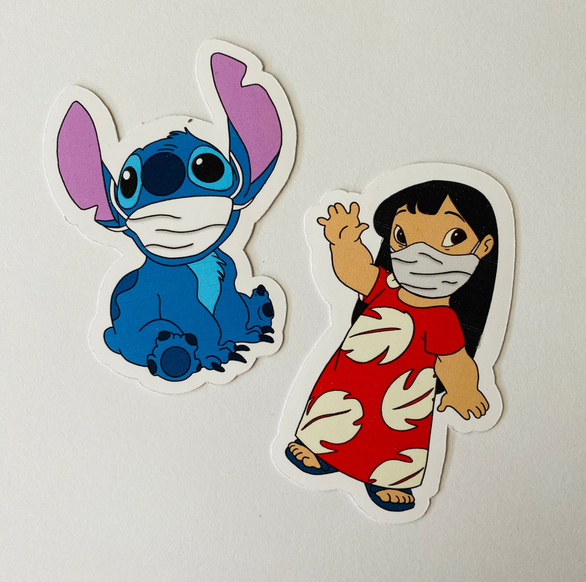 Lilo and Stich wearing face masks 2 pc. vinyl sticker pack | Etsy