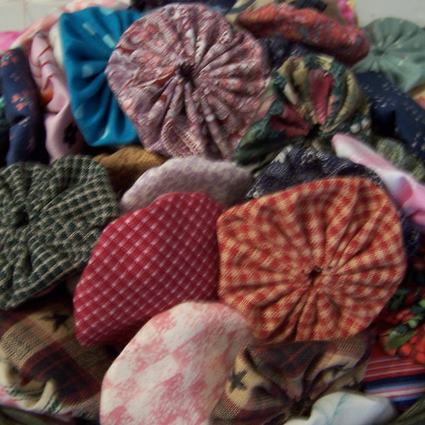 Yo Yo - Fabric Yo Yo - 2 inch - Cotton Fabric Yo Yos - Grab Bag of 2 inch Fabric Yo Yos - Yo Yos - Fabric Yo Yos - Yo Yo Embellishments