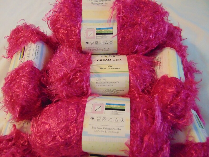 Pink jillian yarn Pink Fuzzy yarn Dream Girl Yarn Pink Fringe yarn 14 skeins of yarn jillian Yarn Bee Dream Girl Yarn Bee yarn