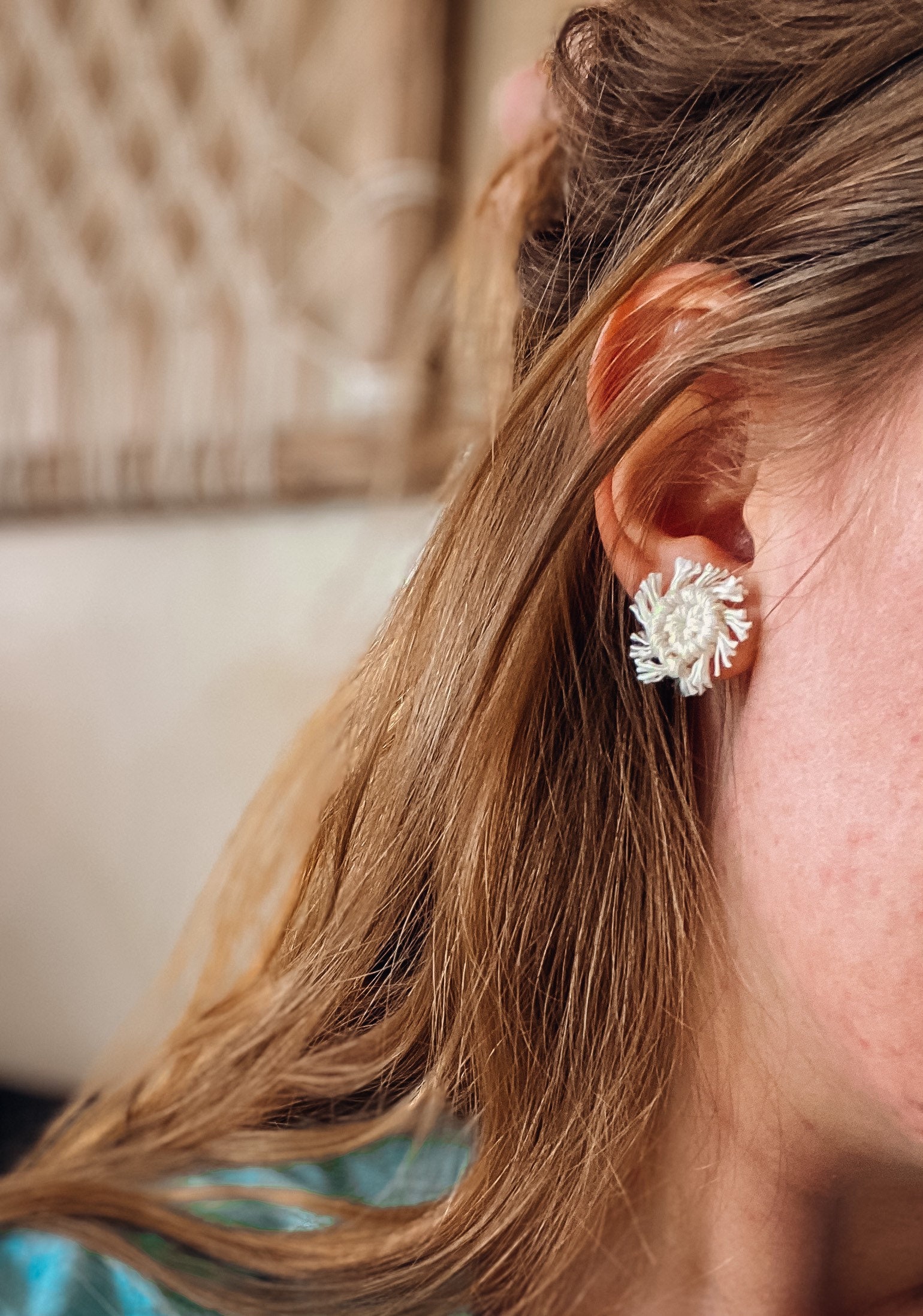 Macrame Round Stud Earrings Small | Etsy