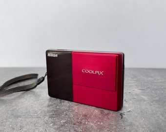 Vintage Nikon Coolpix S70: Red Touchscreen Digital Camera