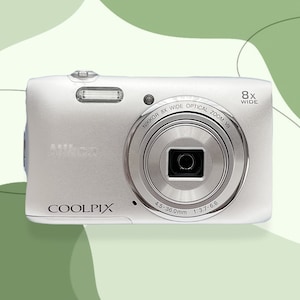 Digitalkameragehre Neonikone Coolpix S3600 Silver / Vintage Digitalkamera / Neongelb-Kameras