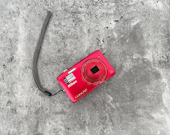 Red Nikon Coolpix S3500: 20.1MP, 7x Zoom Vintage Digital