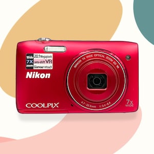 Red Nikon Coolpix S3500: 20.1MP, 7x Zoom Vintage Digital Camera