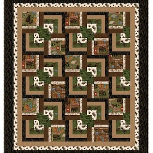 Kit tessuto trapunta Cabin in the Pines + modello di Pine Tree Country Quilts presenta la collezione di tessuti Pine Grove ~ Dimensioni finali 60"x69"